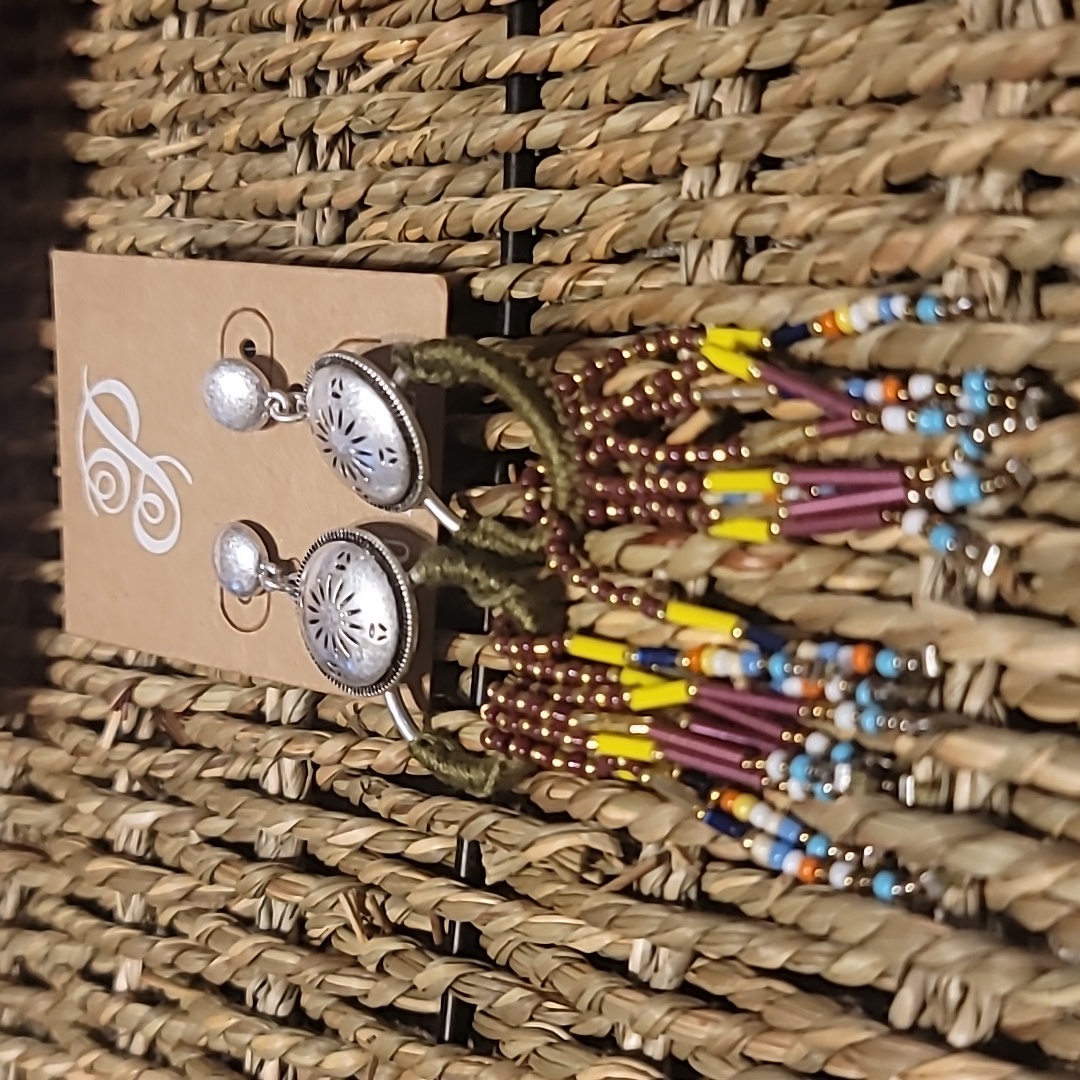 Plunder Fringed Beads Earrings Designer Nwt 8$